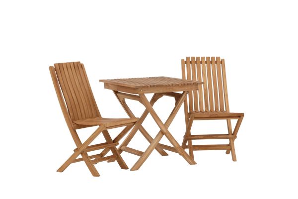 Imagine Ghana - Folding Table- Natural - Teak - 70*70cm _1+ Ghana - Folding Chair- Natural - Teak - _2