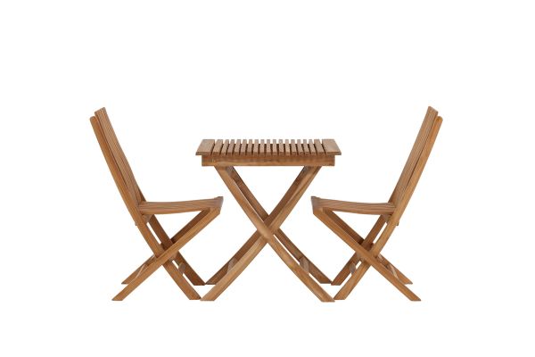 Imagine Ghana - Folding Table- Natural - Teak - 70*70cm _1+ Ghana - Folding Chair- Natural - Teak - _2