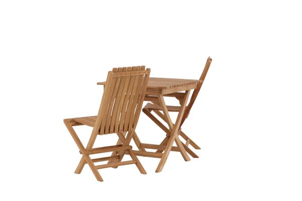 Imagine Ghana - Folding Table- Natural - Teak - 70*70cm _1+ Ghana - Folding Chair- Natural - Teak - _2