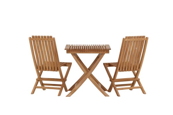 Imagine Ghana - Folding Table- Natural - Teak - 70*70cm _1+ Ghana - Folding Chair- Natural - Teak - _2