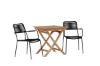 Imagine Ghana - Folding Table- Natural - Teak - 70*70cm _1+ Lindos Armchair - Black Alu / Black Rope _2