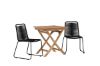 Imagine Ghana - Folding Table- Natural - Teak - 70*70cm _1+ Lindos Stacking Chair - Black Alu / Black Rope _2