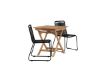 Imagine Ghana - Folding Table- Natural - Teak - 70*70cm _1+ Lindos Stacking Chair - Black Alu / Black Rope _2