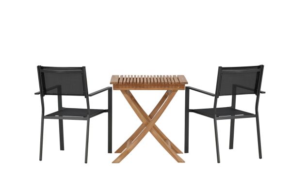 Imagine Ghana - Folding Table- Natural - Teak - 70*70cm _1+ Copacabana Stacking Chair - Black/Black _2