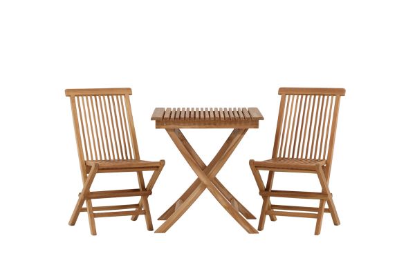 Imagine Ghana - Folding Table- Natural - Teak - 70*70cm _1+ Kenya Folding Chair w/o Armrest - Teak _2CC