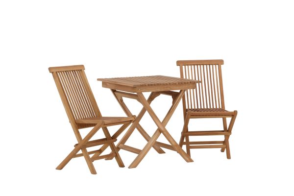 Imagine Ghana - Folding Table- Natural - Teak - 70*70cm _1+ Kenya Folding Chair w/o Armrest - Teak _2CC