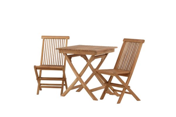 Imagine Ghana - Folding Table- Natural - Teak - 70*70cm _1+ Kenya Folding Chair w/o Armrest - Teak _2CC