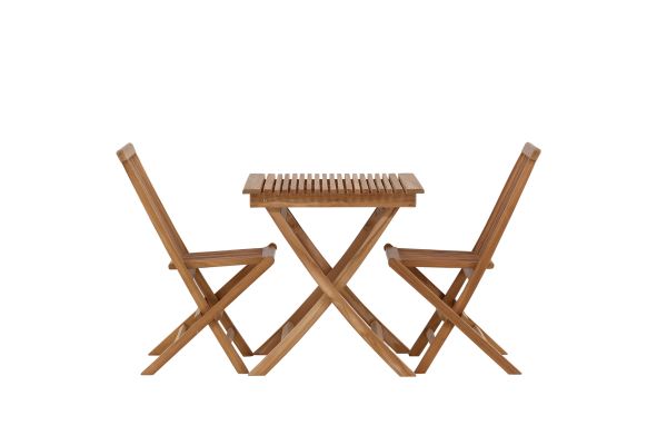 Imagine Ghana - Folding Table- Natural - Teak - 70*70cm _1+ Kenya Folding Chair w/o Armrest - Teak _2CC