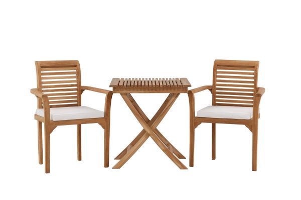 Imagine Ghana - Folding Table- Natural - Teak - 70*70cm _1+ Kenya - Dining Chair- Natural - Teak - _2