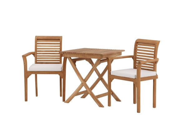 Imagine Ghana - Folding Table- Natural - Teak - 70*70cm _1+ Kenya - Dining Chair- Natural - Teak - _2