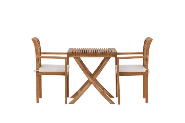 Imagine Ghana - Folding Table- Natural - Teak - 70*70cm _1+ Kenya - Dining Chair- Natural - Teak - _2