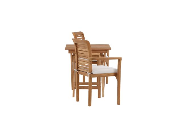 Imagine Ghana - Folding Table- Natural - Teak - 70*70cm _1+ Kenya - Dining Chair- Natural - Teak - _2