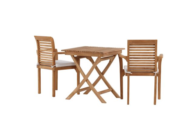 Imagine Ghana - Folding Table- Natural - Teak - 70*70cm _1+ Kenya - Dining Chair- Natural - Teak - _2