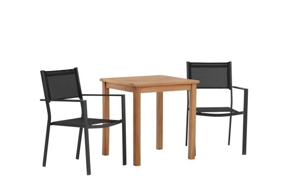 Imagine Kenya - Dining Table- Natural - Teak - 70*70cm _1+ Copacabana Stacking Chair - Black/Black _2