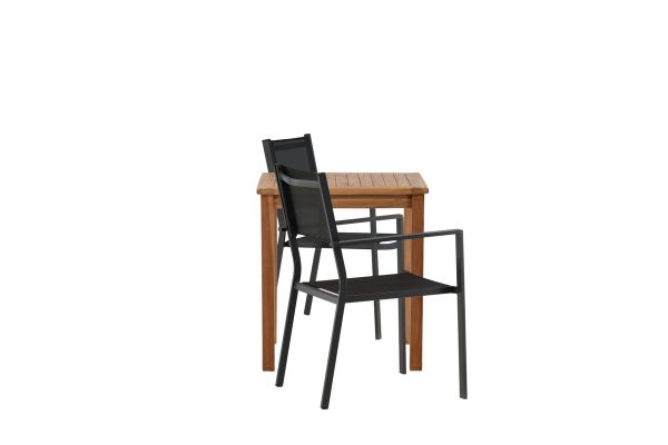 Imagine Kenya - Dining Table- Natural - Teak - 70*70cm _1+ Copacabana Stacking Chair - Black/Black _2