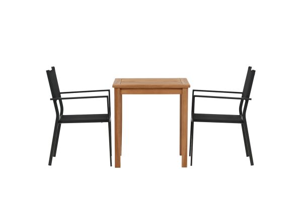 Imagine Kenya - Dining Table- Natural - Teak - 70*70cm _1+ Copacabana Stacking Chair - Black/Black _2