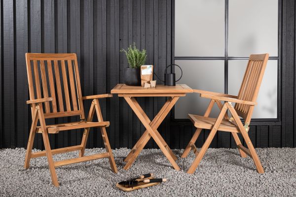 Imagine Kenya - Folding Table- Natural - Teak - 70*70cm +Kenya 5-position Folding Chair - Teak _2