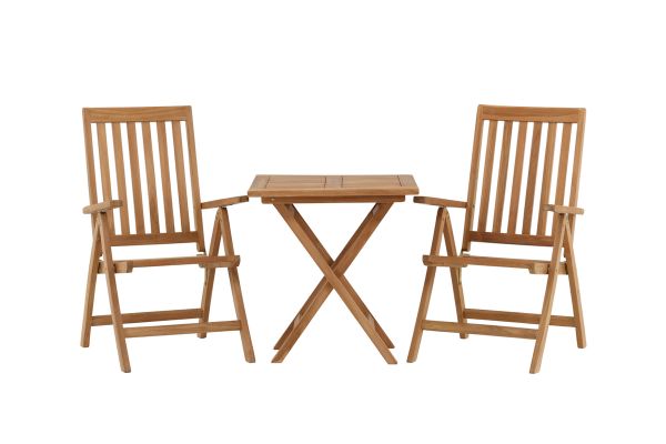 Imagine Kenya - Folding Table- Natural - Teak - 70*70cm +Kenya 5-position Folding Chair - Teak _2