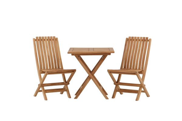 Imagine Kenya - Folding Table- Natural - Teak - 70*70cm _1+ Ghana - Folding Chair- Natural - Teak - _2