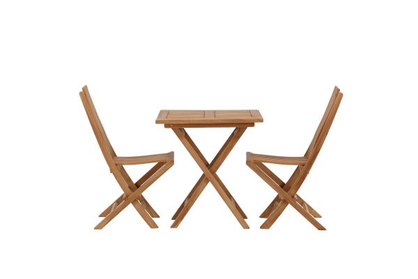 Imagine Kenya - Folding Table- Natural - Teak - 70*70cm _1+ Ghana - Folding Chair- Natural - Teak - _2