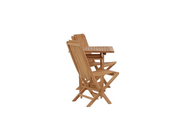 Imagine Kenya - Folding Table- Natural - Teak - 70*70cm _1+ Ghana - Folding Chair- Natural - Teak - _2