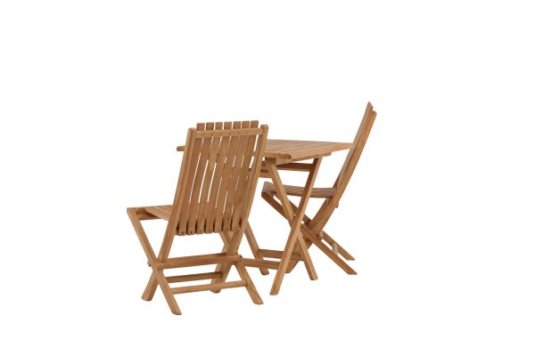 Imagine Kenya - Folding Table- Natural - Teak - 70*70cm _1+ Ghana - Folding Chair- Natural - Teak - _2