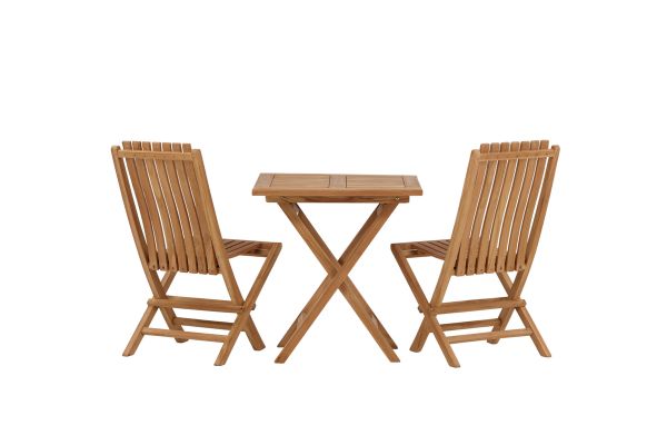 Imagine Kenya - Folding Table- Natural - Teak - 70*70cm _1+ Ghana - Folding Chair- Natural - Teak - _2