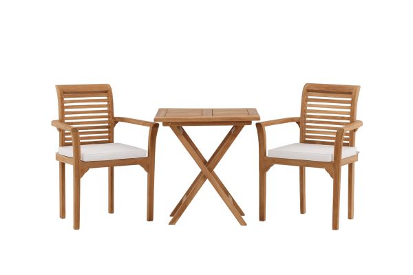 Imagine Kenya - Folding Table- Natural - Teak - 70*70cm _1+ Kenya - Dining Chair- Natural - Teak - _2