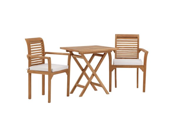 Imagine Kenya - Folding Table- Natural - Teak - 70*70cm _1+ Kenya - Dining Chair- Natural - Teak - _2