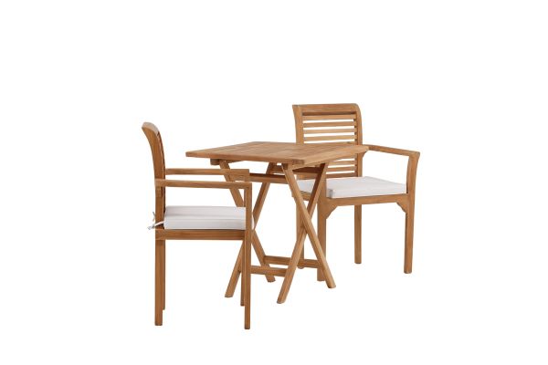 Imagine Kenya - Folding Table- Natural - Teak - 70*70cm _1+ Kenya - Dining Chair- Natural - Teak - _2