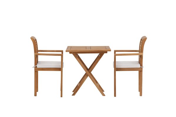 Imagine Kenya - Folding Table- Natural - Teak - 70*70cm _1+ Kenya - Dining Chair- Natural - Teak - _2