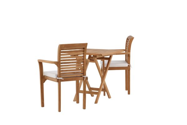 Imagine Kenya - Folding Table- Natural - Teak - 70*70cm _1+ Kenya - Dining Chair- Natural - Teak - _2