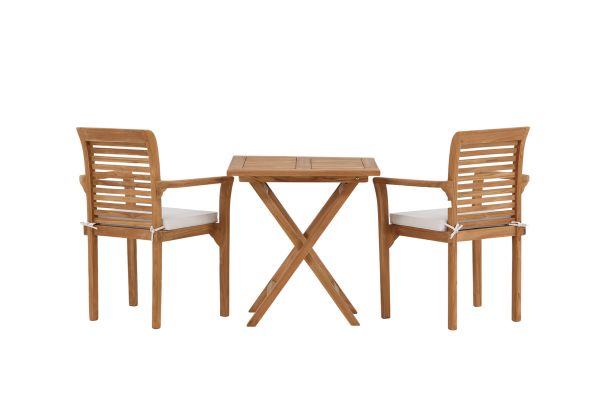 Imagine Kenya - Folding Table- Natural - Teak - 70*70cm _1+ Kenya - Dining Chair- Natural - Teak - _2