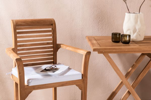 Imagine Kenya - Folding Table- Natural - Teak - 70*70cm _1+ Kenya - Dining Chair- Natural - Teak - _2