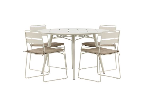 Imagine Masa de dining Lina - Bej - Rotundă 120 cm- Scaun de dining Lina - Bej_4