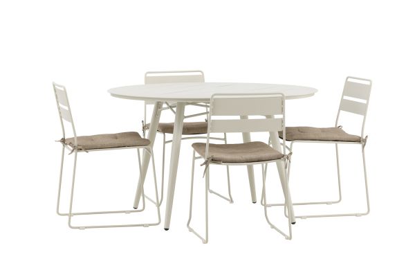 Imagine Masa de dining Lina - Bej - Rotundă 120 cm- Scaun de dining Lina - Bej_4