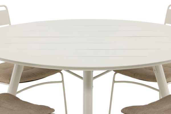 Imagine Masa de dining Lina - Bej - Rotundă 120 cm- Scaun de dining Lina - Bej_4