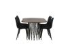 Imagine Masa ovală de dining Stone - Negru / Furnir Mocca + Scaun de dining Polar - Picioare negre / Catifea neagră _6