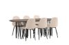 Imagine Masa ovala de dining Stone - Negru / Furnir Mocca + Scaun de dining Polar - Picioare Negre / Catifea Bej _6