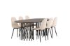 Imagine Masa ovala de dining Stone - Negru / Furnir Mocca + Scaun de dining Polar - Picioare Negre / Catifea Bej _6