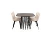 Imagine Masa ovala de dining Stone - Negru / Furnir Mocca + Scaun de dining Polar - Picioare Negre / Catifea Bej _6