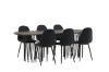 Imagine Masa de dining ovala din piatra - Negru / Furnir Mocca + Scaun de dining Polar - Picioare Negre - Material Negru _6