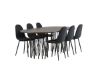 Imagine Masa de dining ovala din piatra - Negru / Furnir Mocca + Scaun de dining Polar - Picioare Negre - Material Negru _6