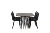 Imagine Masa de dining ovala din piatra - Negru / Furnir Mocca + Scaun de dining Polar - Picioare Negre - Material Negru _6