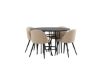 Imagine Masa de Dining Copenhaga - Negru / Furnir Negru + Scaun cu Fire Velur - Negru / Material Bej (Poliester din in) _4