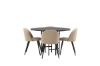 Imagine Masa de Dining Copenhaga - Negru / Furnir Negru + Scaun cu Fire Velur - Negru / Material Bej (Poliester din in) _4