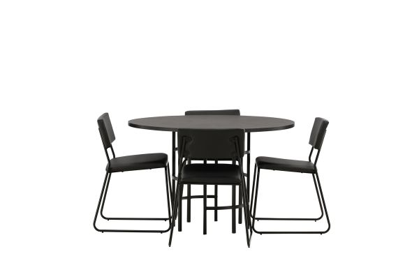 Imagine Masa de dining Copenhagen - Negru / Furnir negru + Scaun Kenth - Negru / PU negru _4