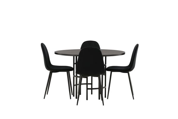 Imagine Masa de dining Copenhagen - Negru / Furnir negru + Scaun de dining Polar - Picioare negre / Catifea neagra _4