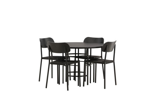 Imagine Masa de dining Copenhagen - Negru / Furnir Negru + Scaun de dining Polly - Negru / Negru _4