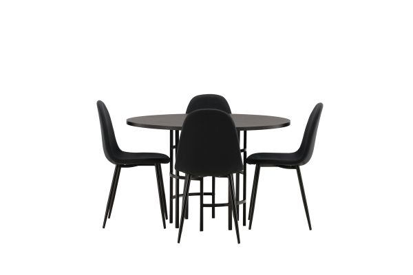 Imagine Masa de dining Copenhagen - Negru / Furnir negru + Scaun de dining Polar - Picioare negre - Material negru _4